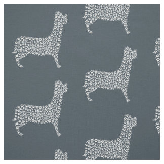 Tissu White Paw Print Dog Silhouette Pattern Fabric