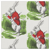 Tissu White Rabbit looking at watch. Illustration (Fermer)