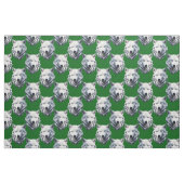 Tissu White Wolf Head Pattern Design Green  (Fat Quarter)