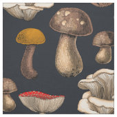 Tissu Wild Mushrooms on graphite black (Échantillon)