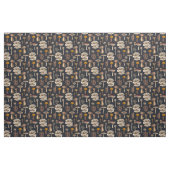 Tissu Wild Mushrooms on graphite black (Yard)