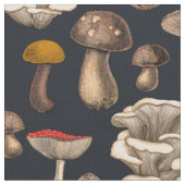 Tissu Wild Mushrooms on graphite black (Fermer)
