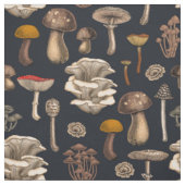 Tissu Wild Mushrooms on graphite black (Échantillon)