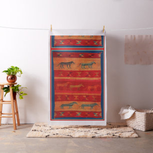 Tissu Wild Mustangs Design sud-ouest en rouge