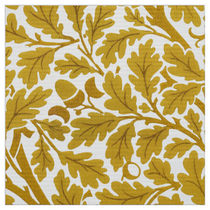 Tissu William Morris Feuilles de chêne, moutarde jaune e