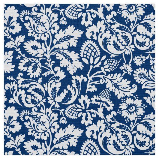 Tissu William Morris Floral Damask, Cobalt Blue & White (Échantillon)