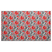 Tissu William Morris Iris et Lily, noir, blanc et rouge (Yard)