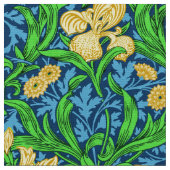 Tissu William Morris Irises, jaune et bleu de cobalt (Fermer)