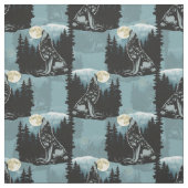 Tissu Wolf Howling À Moon Design Motif (Échantillon)