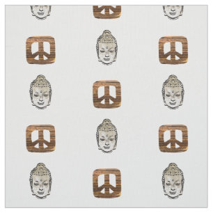 Tissu Wood Peace & Sephia Bouddha Impression