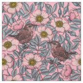 Tissu Wrens en rose (Échantillon)
