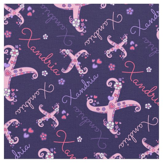 Tissu X monogramme et nom personnalisé Willow fabric (Fermer)