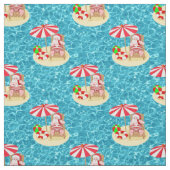 tissu xmas beach santa claus (Échantillon)