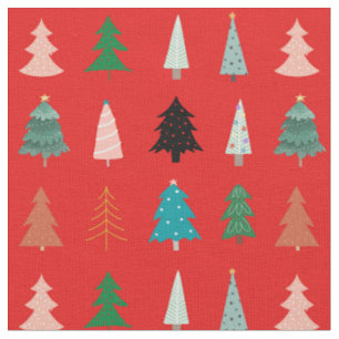 Tissu Xmas motif moderne rouge traditionnel bleu