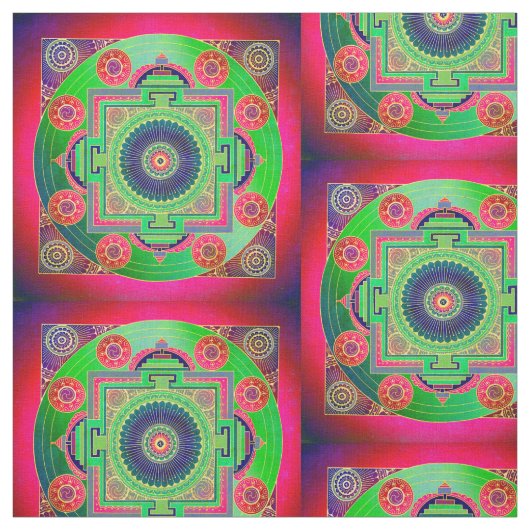 Tissu YANTRA - grande roue - vert rose (Échantillon)