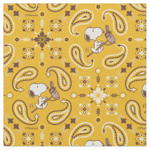 Tissu Yeehaw ! Snoopy Cowboy montant son Cheval à Bascul