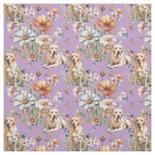 Tissu Yellow Labrador Dogs Seamless Pattern (Échantillon)