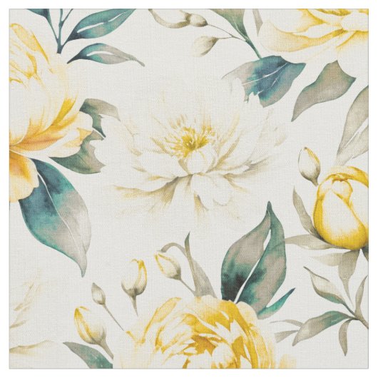 Tissu Yellow Watercolor Floral Botanical (Fermer)