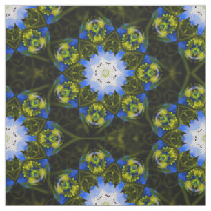 Tissu Yeux Bleu Bébé Fleurs de Printemps Kaléidoscopique