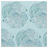 Tissu Yin Yang Poisson Koï Bleu (Fermer)