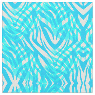 Tissu Zèbre Abstrait bleu et blanc