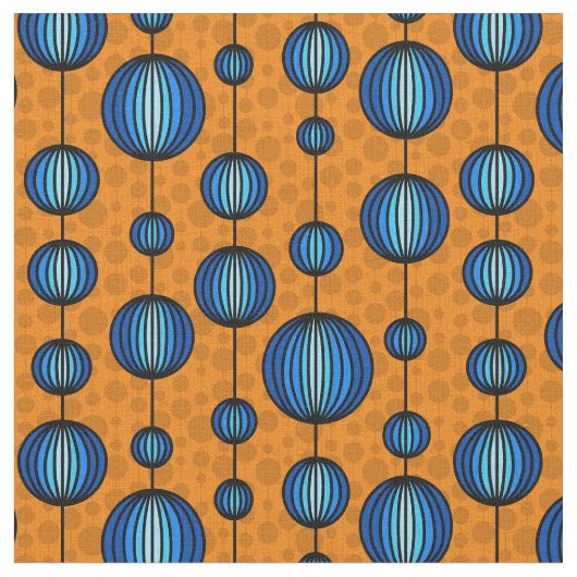 Tissu Zen bizarre - Abstrait orange et bleu (Fermer)