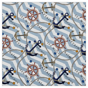 Tissu Zigzag blanc bleu de rayure de gouvernail de