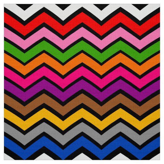 Tissu Zigzag multicolore Chevron Design noir (Échantillon)