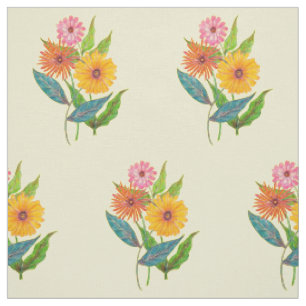 Tissu Zinnia sauvage fleur artistique