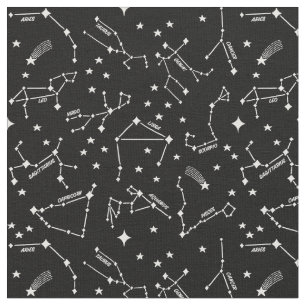 Tissu Zodiac Star Maps Blanc Sur Black Cheeky Witch®