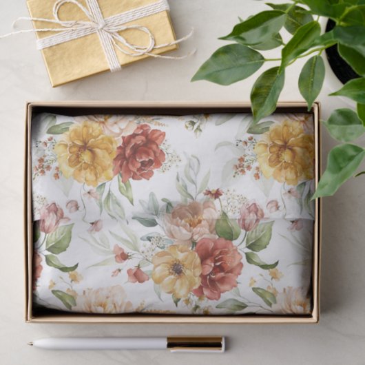 Tissue Paper (3) Gorgeous Red & Gold Peonies Tissuepapier (Geschenk)