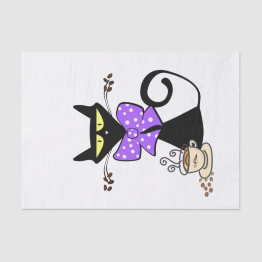 Tissue Paper Black Cat Bow Coffee Tissuepapier (Voorkant)