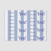 Tissue Paper Blue & White Stripe He said Yes! Tissuepapier (Voorkant)