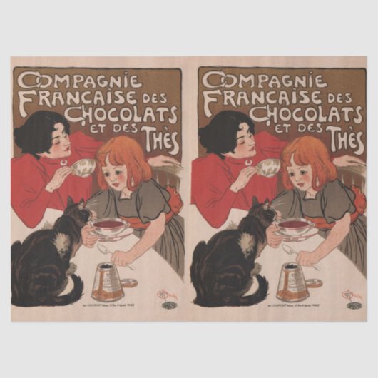 Tissue Paper-Retro Chocolade Advertentie Poster Tissuepapier (Voorkant)