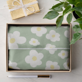 Tissuepapier, groen met witte bloemen. tissuepapier