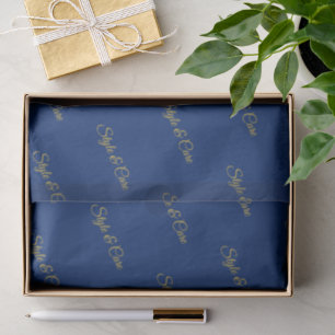 Tissuepapier in marineblauw met naam-patroonprint