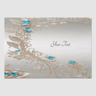 Tissuepapier met goud blauwe stenen versierd