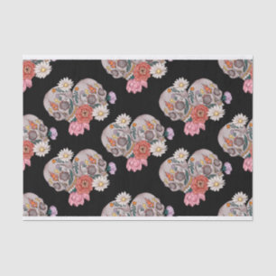 Tissuepapier met vintage suiker schedel bloemen vo