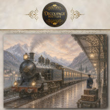 Tissuepapier met vintage treinstation