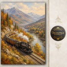 Tissuepapier voor decoupage met bergstoomtrein