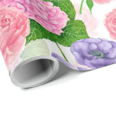 Tit-vogel en -bloemen cadeaupapier (Rol Hoek)