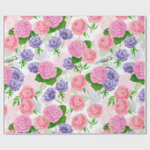 Tit-vogel en -bloemen cadeaupapier (Vlak)