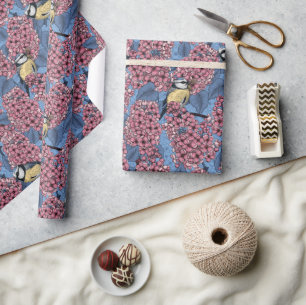 Tit-vogels in de lila tuin cadeaupapier