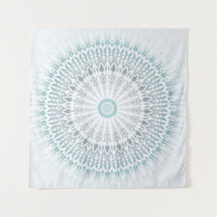 Titaanblauw Aqua Moderne Geometrische Mandala Wandkleed