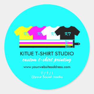 Titaanheldere gekleurde shirts verfkwast ronde sticker