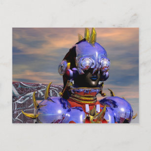 TITAN CYBORG PORTRAIT Blue Science Fiction,Scifi Briefkaart