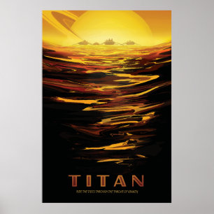 Titan grootste maan van de planeet Saturnus Poster