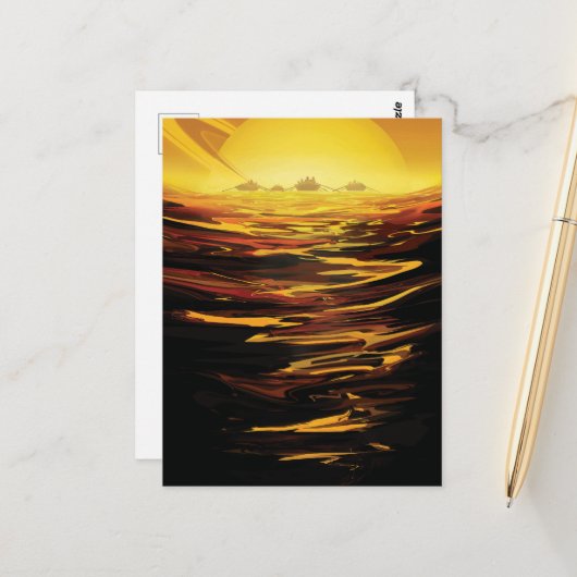 Titan grootste maan van planeet Saturnus Briefkaart (Voorkant / Achterkant in situ)