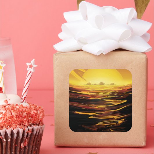 Titan grootste maan van planeet Saturnus Vierkante Sticker (Feest)