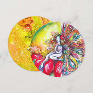 TITANIA EN RODE BLOEM, Groen Geel Roze Glitters Kaart